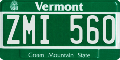 VT license plate ZMI560
