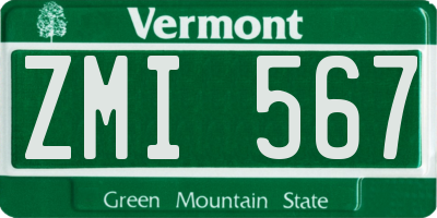 VT license plate ZMI567