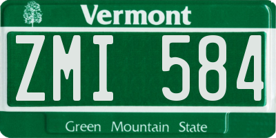 VT license plate ZMI584
