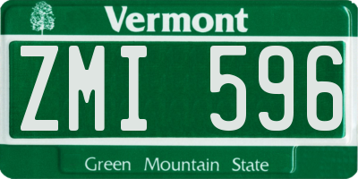 VT license plate ZMI596