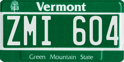 VT license plate ZMI604