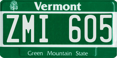 VT license plate ZMI605