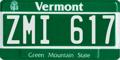 VT license plate ZMI617