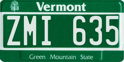 VT license plate ZMI635
