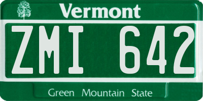 VT license plate ZMI642