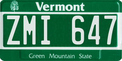 VT license plate ZMI647