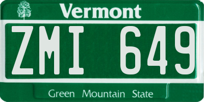 VT license plate ZMI649