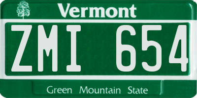 VT license plate ZMI654