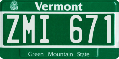 VT license plate ZMI671