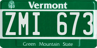 VT license plate ZMI673