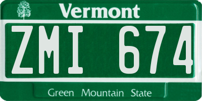 VT license plate ZMI674