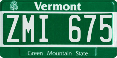 VT license plate ZMI675