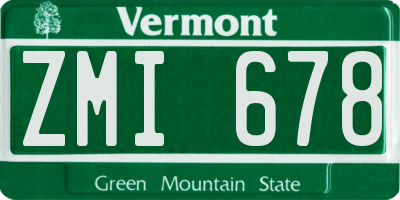 VT license plate ZMI678