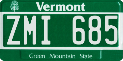 VT license plate ZMI685