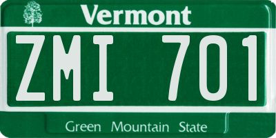 VT license plate ZMI701