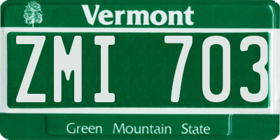 VT license plate ZMI703