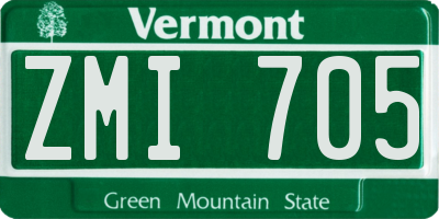 VT license plate ZMI705