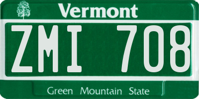VT license plate ZMI708