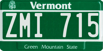 VT license plate ZMI715