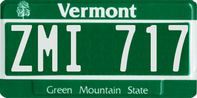 VT license plate ZMI717