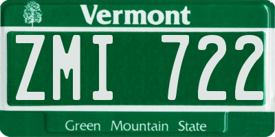 VT license plate ZMI722