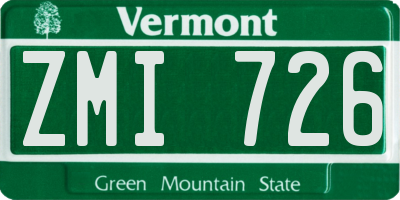 VT license plate ZMI726