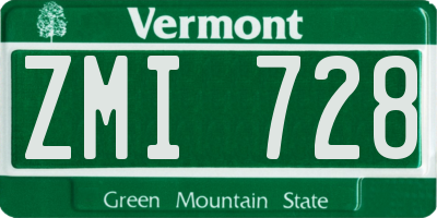 VT license plate ZMI728