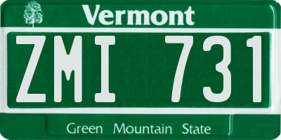VT license plate ZMI731