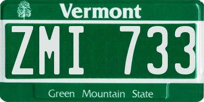 VT license plate ZMI733