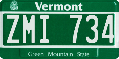 VT license plate ZMI734