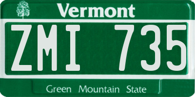 VT license plate ZMI735