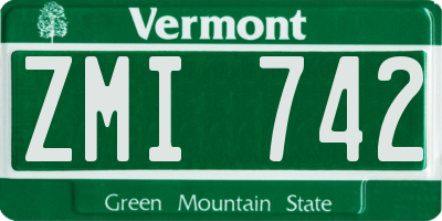 VT license plate ZMI742