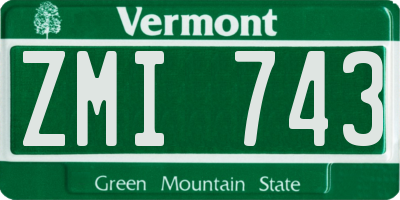 VT license plate ZMI743