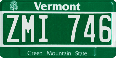 VT license plate ZMI746