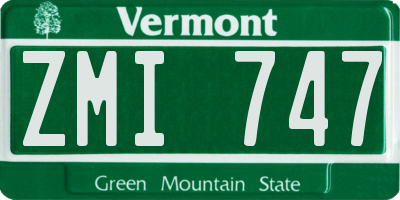 VT license plate ZMI747