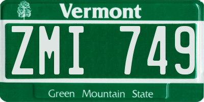 VT license plate ZMI749