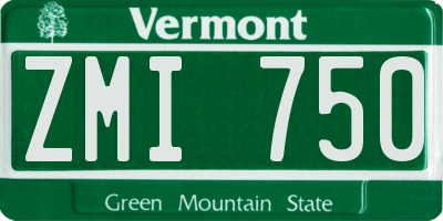 VT license plate ZMI750