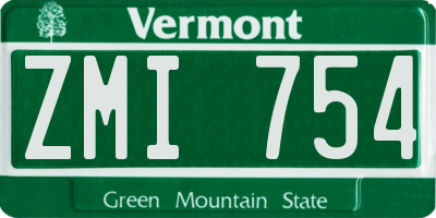 VT license plate ZMI754