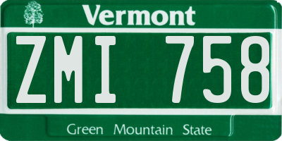 VT license plate ZMI758
