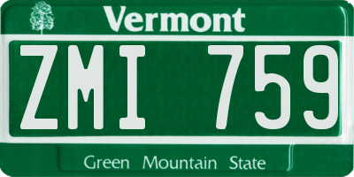 VT license plate ZMI759