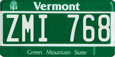 VT license plate ZMI768