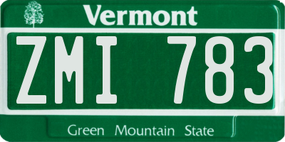 VT license plate ZMI783