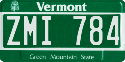 VT license plate ZMI784