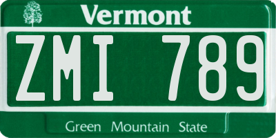 VT license plate ZMI789