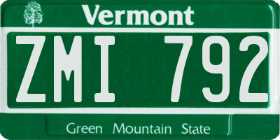 VT license plate ZMI792
