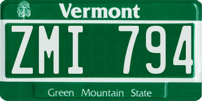 VT license plate ZMI794