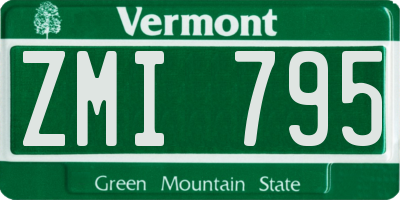 VT license plate ZMI795
