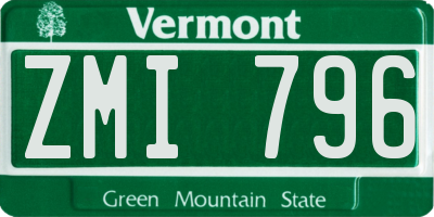 VT license plate ZMI796
