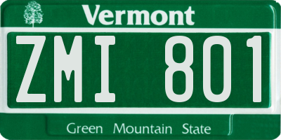 VT license plate ZMI801