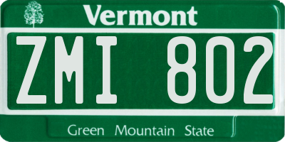 VT license plate ZMI802